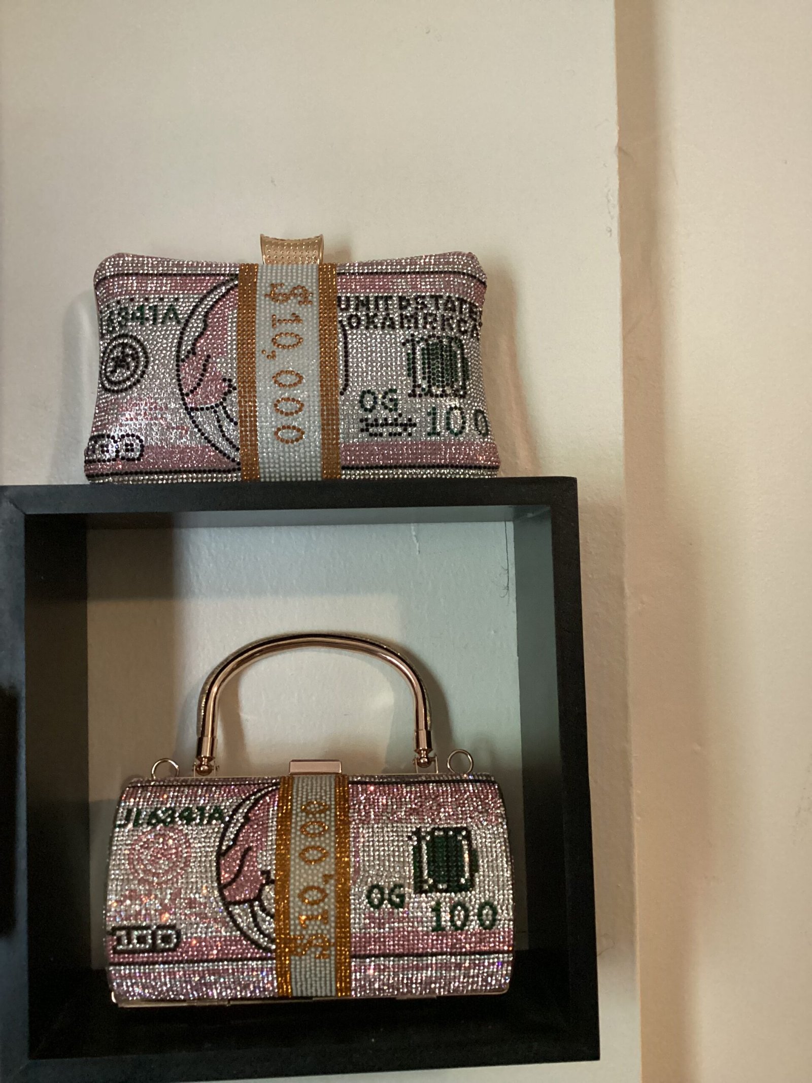 Red Crystal $10,000 Money Stack Clutch