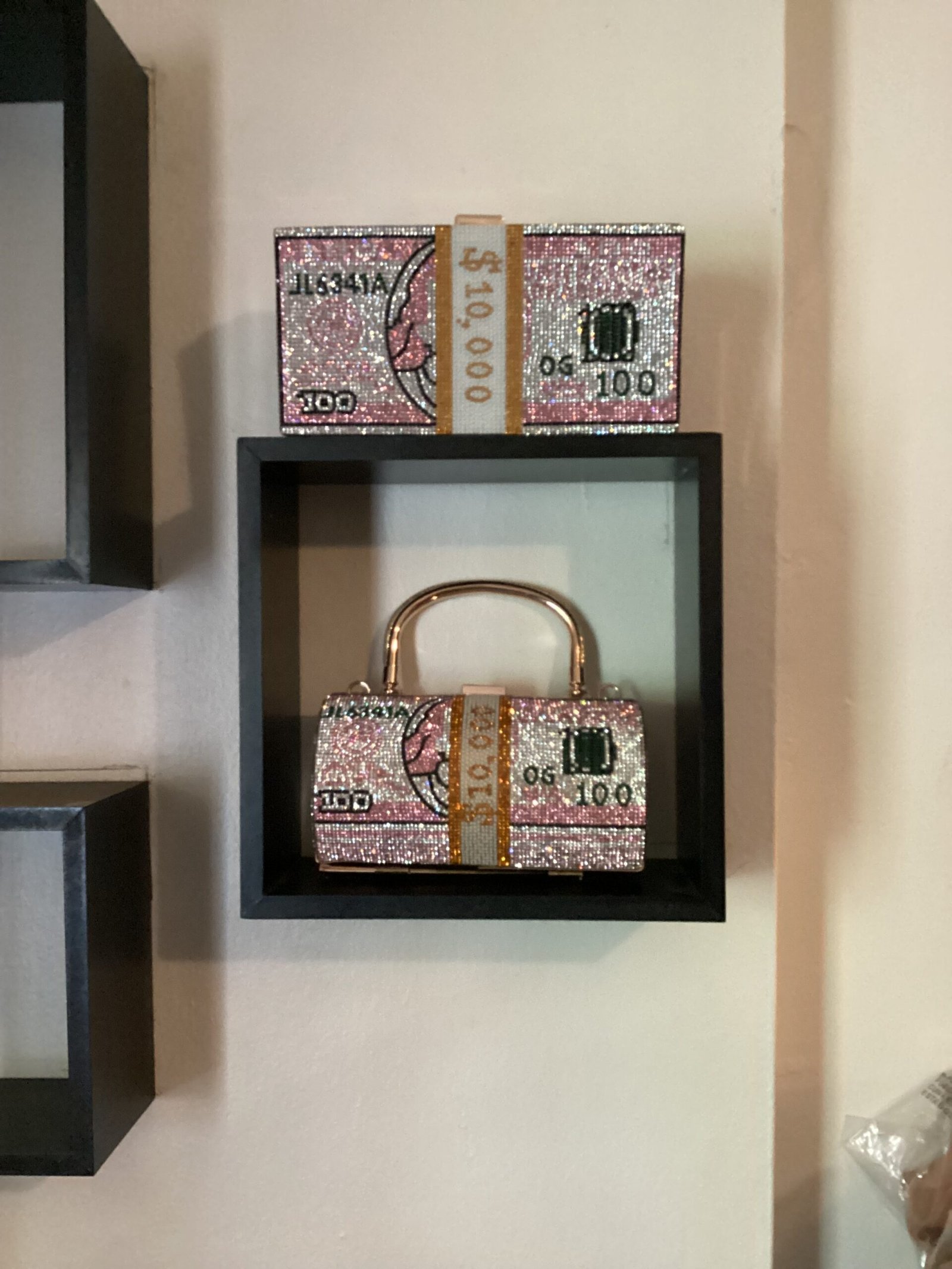 Pink Crystal $10,000 Money Clutch Handbag