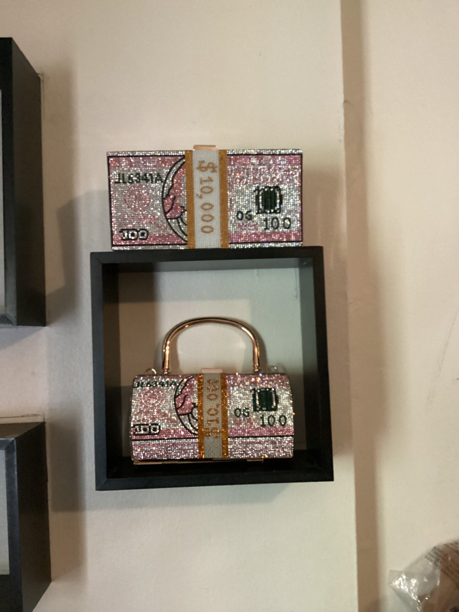 Pink Crystal $10,000 Money Clutch Handbag - Image 4