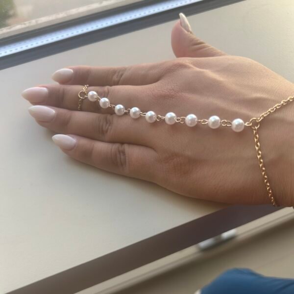 Elegant Pearl Hand Chain Bracelet – Stylish Hathphool Jewelry