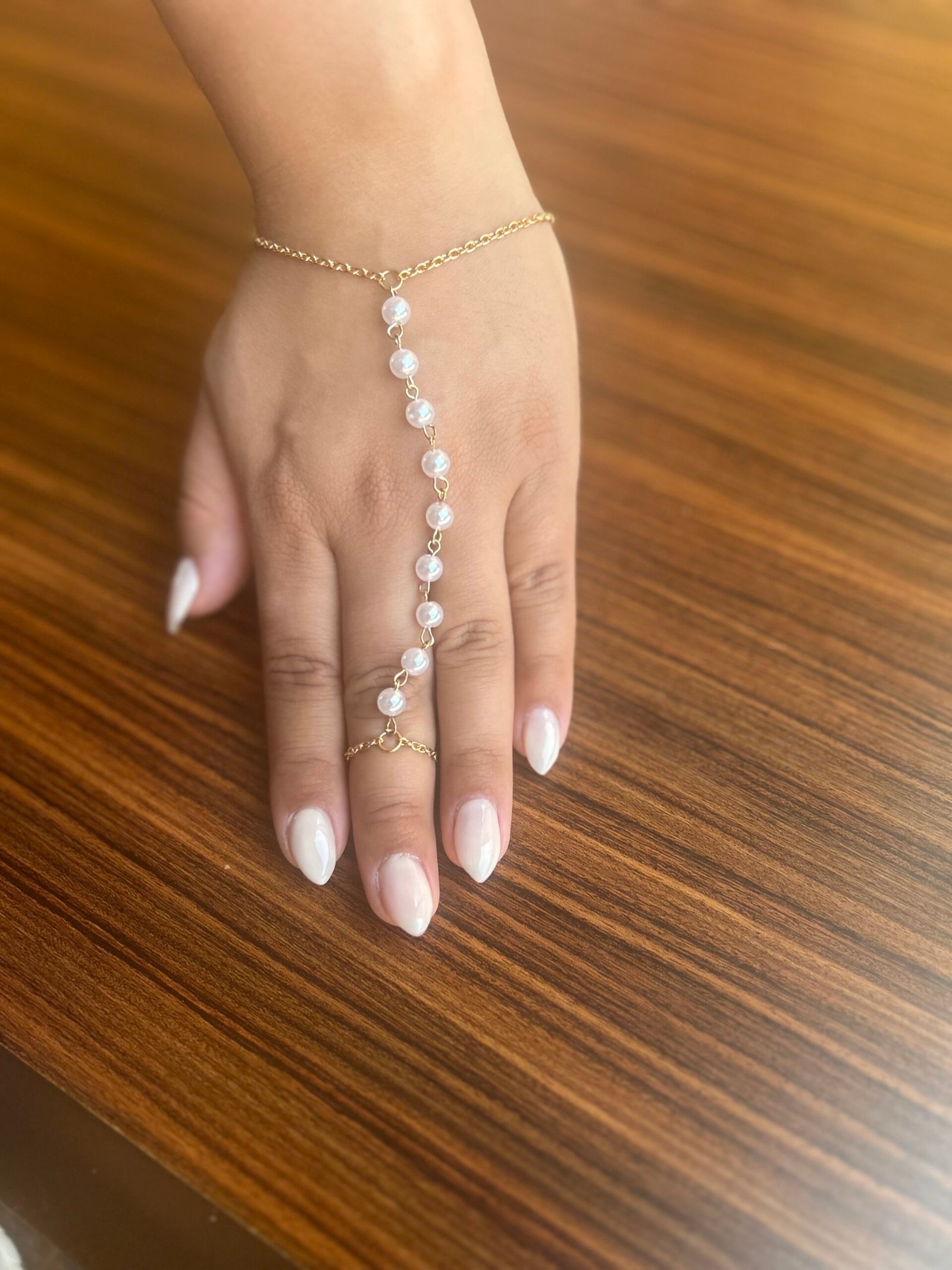 Elegant Pearl Hand Chain Bracelet – Stylish Hathphool Jewelry - Image 2